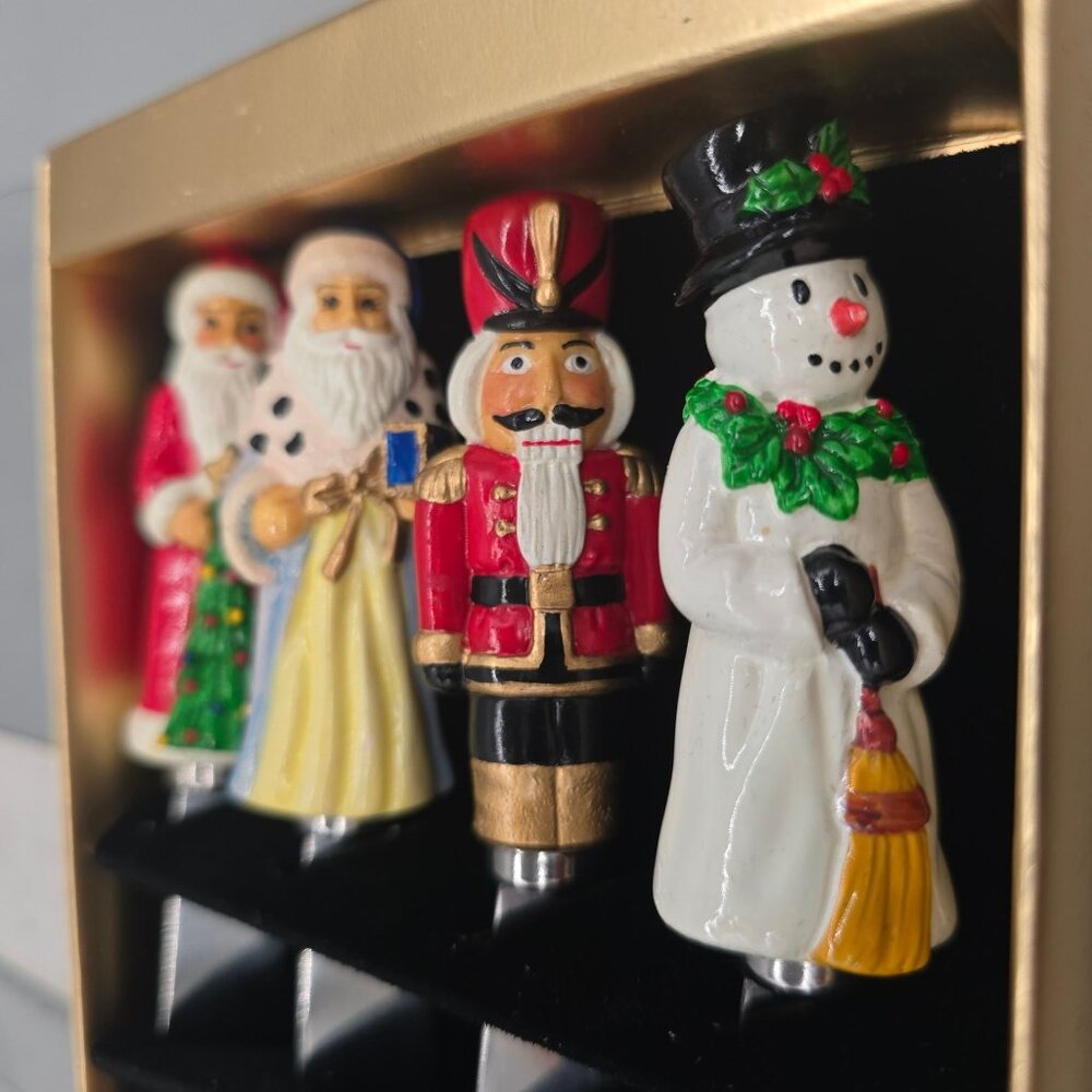 Christopher Radko Holiday Paté Knives Set 4 Cheese Spreaders Christmas Santa - Picture 8 of 10